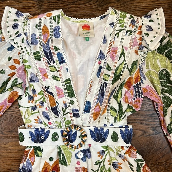 Farm Rio Summer Garden Belted Romper Size X-Small - Picture 3 of 7